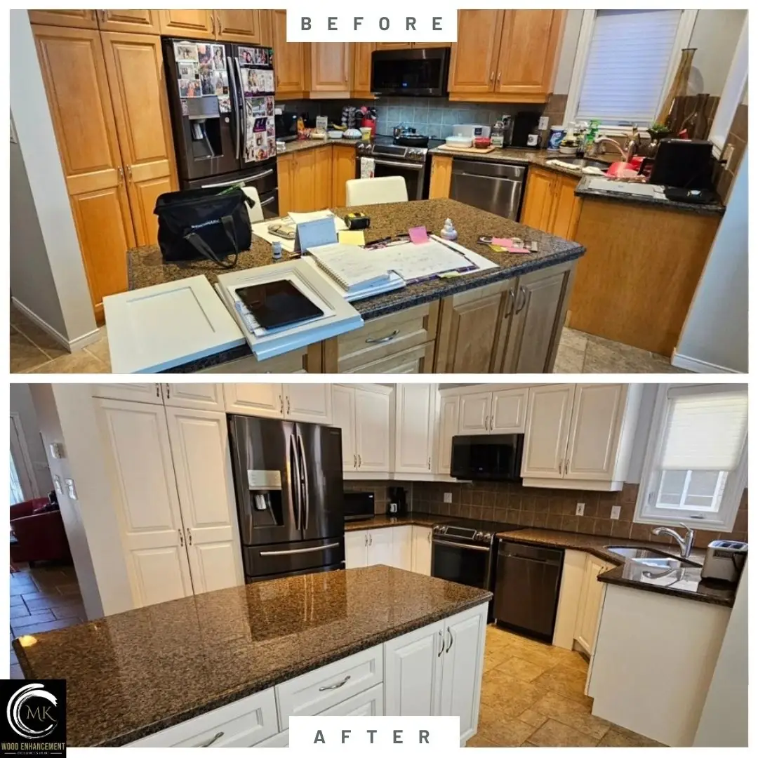 Kitchen Cabinet Painting Highlight | Cabinet Color Change Services | MK Enhancement