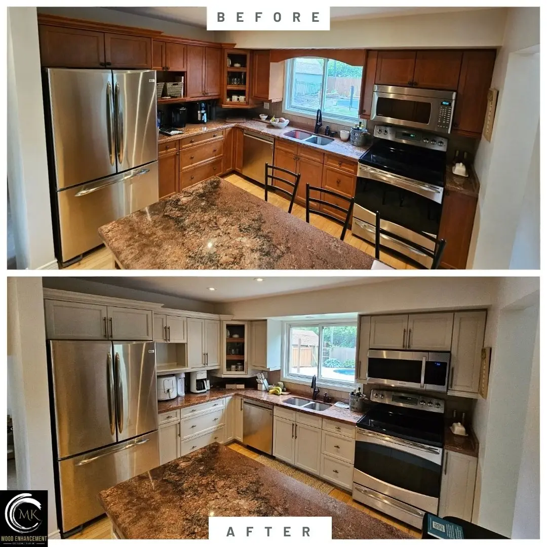 Kitchen Cabinet Restoration Our Work | Professional Cabinet Refinishing | MK Enhancement