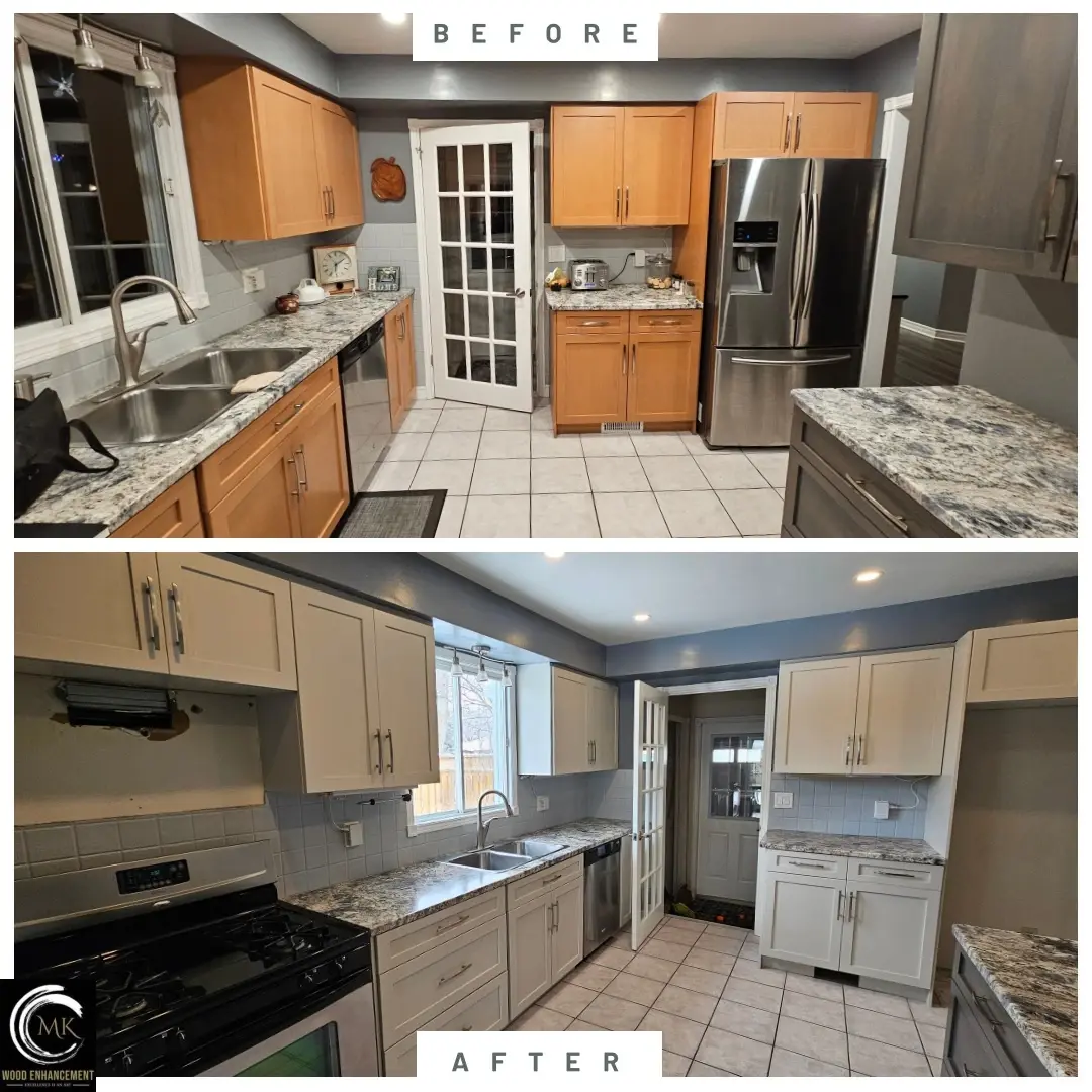 Kitchen Cabinet Restoration Our Work | Cabinet Color Change | MK Enhancement